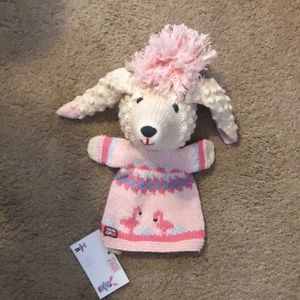 Pink poodle knit puppet